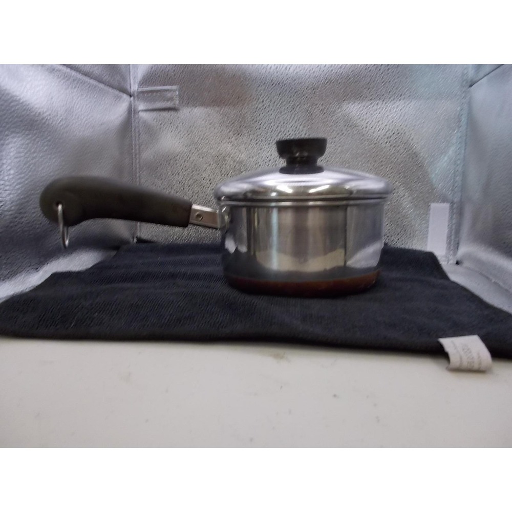 Revere Ware 1 Qt Saucepan Copper Bottom Stainless Steel Pot with Lid Made in USA